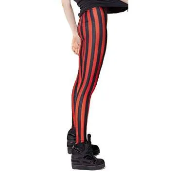 QZUnique Red Black Stripe Sexy Leggings for Women