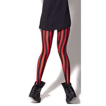 QZUnique Red Black Stripe Sexy Leggings for Women