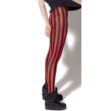 QZUnique Red Black Stripe Sexy Leggings for Women