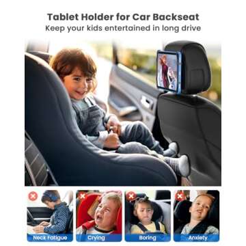 WONNIE Car Tablet Holder, Upgraded iPad Holder for Car Back Seat Headrest Mount Holder for Kids with...