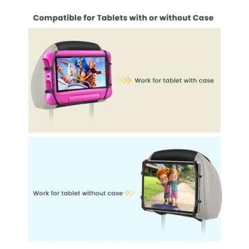 WONNIE Car Tablet Holder, Upgraded iPad Holder for Car Back Seat Headrest Mount Holder for Kids with Anti-Slip Strap,Silicone Holding Net/Fits All 7-12.9'' Tablets, 2 Pack