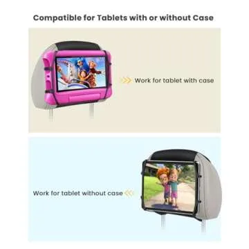 WONNIE Car Tablet Holder, Upgraded iPad Holder for Car Back Seat Headrest Mount Holder for Kids with Anti-Slip Strap,Silicone Holding Net/Fits All 7-12.9'' Tablets, 2 Pack
