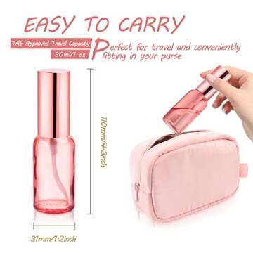 DMuuuDM 6 Pack 1 Oz Pink Glass Spray Bottles - Stylish & Functional Beauty Accessories