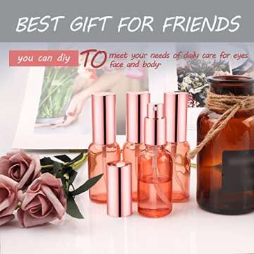 Stylish DMuuuDM 6 Pack Pink Glass Spray Bottles for Travel