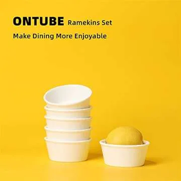 ONTUBE Ceramic Souffle Dishes Set of 6, 4oz Ramekins