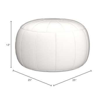 zefen Unstuffed Pouf Foot Stool Round Decorative Leather Ottoman Cushion Storage seat or for Resting Your Feet on, Floor Chair Foot Living Room Bedroom Kids Room and Wedding (White)