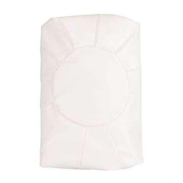 zefen Unstuffed Pouf Foot Stool Round Decorative Leather Ottoman Cushion Storage seat or for Resting Your Feet on, Floor Chair Foot Living Room Bedroom Kids Room and Wedding (White)