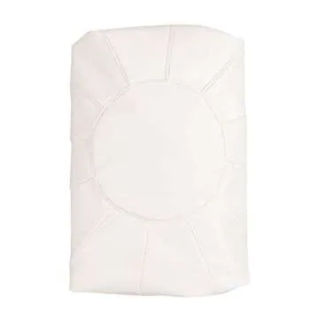 zefen Unstuffed Pouf Foot Stool Round Decorative Leather Ottoman Cushion Storage seat or for Resting Your Feet on, Floor Chair Foot Living Room Bedroom Kids Room and Wedding (White)