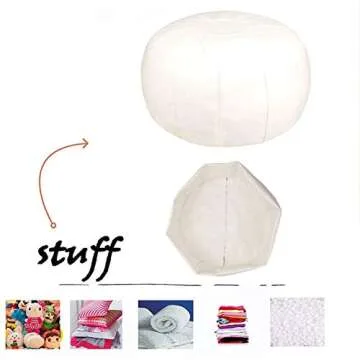zefen Unstuffed Pouf Foot Stool Round Decorative Leather Ottoman Cushion Storage seat or for Resting Your Feet on, Floor Chair Foot Living Room Bedroom Kids Room and Wedding (White)