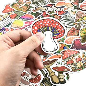 100 Pcs Cute Mushroom Stickers Waterproof Vinyl Mushroom Decals for Laptop Water Bottles Mushroom Sticker Pack for Skateboard Computer Phone Guitar Scrapbooking Aesthetic Sticker for Kids Teens Adults