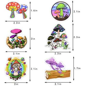 100 Pcs Cute Mushroom Stickers Waterproof Vinyl Mushroom Decals for Laptop Water Bottles Mushroom Sticker Pack for Skateboard Computer Phone Guitar Scrapbooking Aesthetic Sticker for Kids Teens Adults