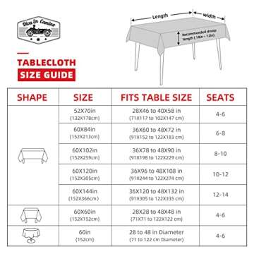 Rectangle Tablecloth Christmas 60x102 Inch - Waterproof Holiday Decor Printed New Year's Eve Rectangular Table Cloth - Washable Fabric Xmas Table Cover for Party, Kitchen, Dining Room, Outdoor, Indoor