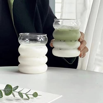 Ework4U 14oz Drinking Glasses Set with Glass Straws