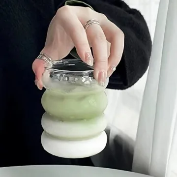 Ework4U 14oz Drinking Glasses Set with Glass Straws