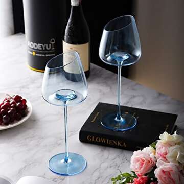 Red Wine Glasses Set of 2,Blue Crystal Wine Glass,Lead-Free Goblet,Unique Gifts for Women,Birthday,Wedding,Anniversary,Christmas，Valentine's Day (18oz, Blue)