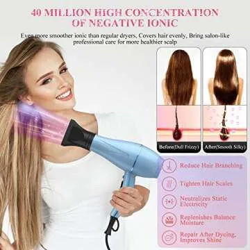 WADODO Ionic Hair Dryer Fast Drying Travel Blow Dryer