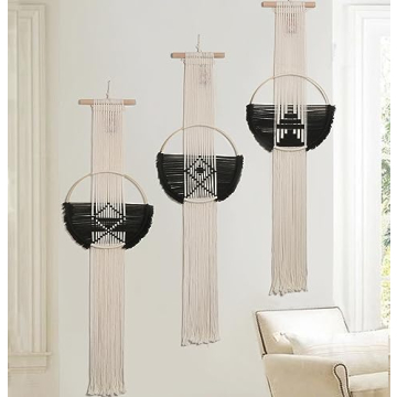 Flber Macrame Wall Hanging 3Pcs Handmade Boho Decor