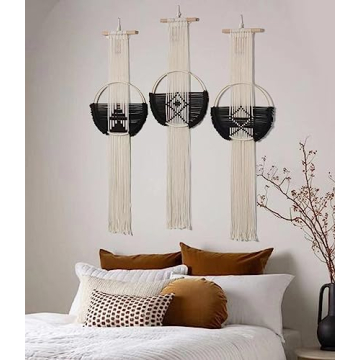 Flber Macrame Wall Hanging 3Pcs Handmade Boho Decor