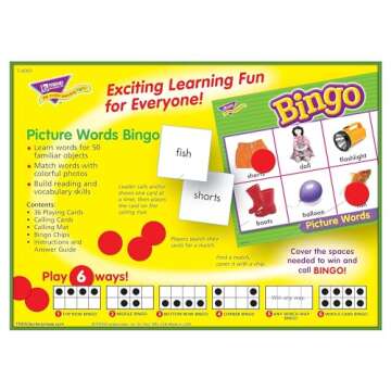 Engaging Picture Words Bingo Game for Ages 5-8