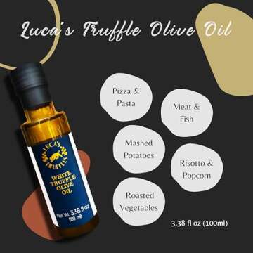 Luca's Truffles White Truffle Oil Infused - Premium Italian Extra Virgin Olive Oil - Non-GMO, Gluten...