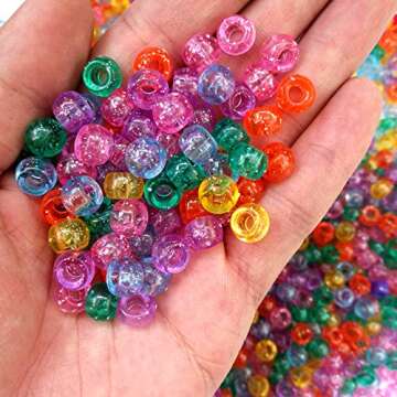 Amaney 500 Pieces Glitter Pony Beads for Creative Jewelry Making & Crafts