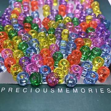 Amaney 500 Glitter Pony Beads for Crafting & Jewelry