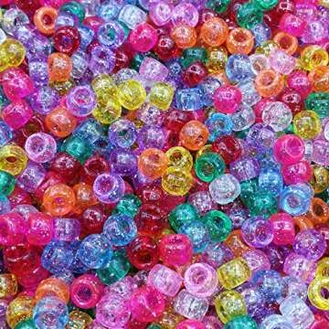 Amaney 500 Glitter Pony Beads for Crafting & Jewelry