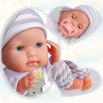 15" Realistic Soft Body Baby Doll with Open/Close Eyes | JC Toys - Berenguer Boutique | Bottle & Pac...