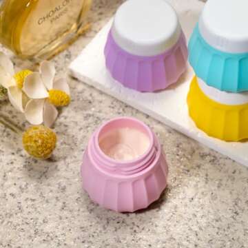 INSFIT Travel Containers for Toiletries, Silicone Cream Jars TSA Approved Travel Size Containers, BPA Free Leak Proof Travel Accessories with Lid for Cosmetic Lotion Face Cream