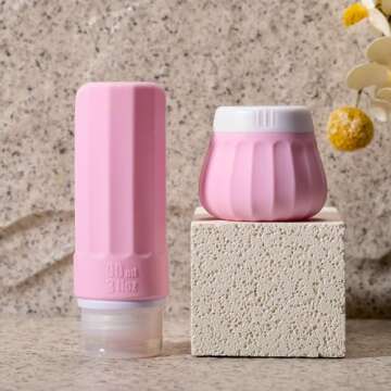 INSFIT Travel Containers for Toiletries, Silicone Cream Jars TSA Approved Travel Size Containers, BPA Free Leak Proof Travel Accessories with Lid for Cosmetic Lotion Face Cream