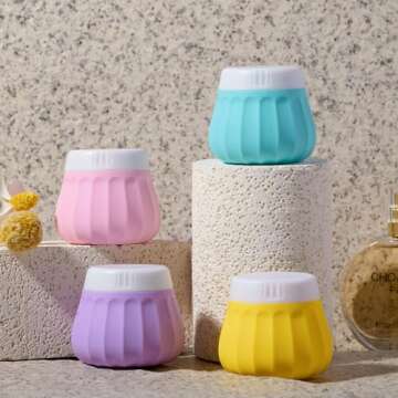 INSFIT Travel Containers for Toiletries, Silicone Cream Jars TSA Approved Travel Size Containers, BPA Free Leak Proof Travel Accessories with Lid for Cosmetic Lotion Face Cream
