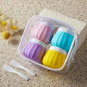 INSFIT Travel Containers for Toiletries, Silicone Cream Jars TSA Approved Travel Size Containers, BPA Free Leak Proof Travel Accessories with Lid for Cosmetic Lotion Face Cream