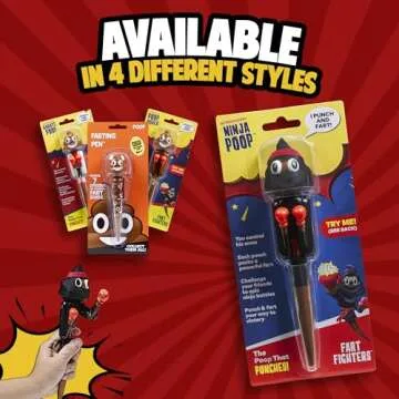 Kamhi World Farting Poop Pen with Punching Arms - Makes Funny Sounds with Every Punch, Perfect Novelty Gift for Kids, Teens & Boys, Interactive Pen Toy with Big Laughs (Ninja)