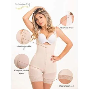 Piel Sobre Piel Fajas Colombianas Post Surgery - Liposuction Compression Garments Shapewear for Woman - Open Bust Bodysuit Slimmer Body Shaper and Seamless Tummy Control Shapewear | Black