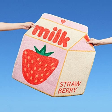 Snack Break Cute Strawberry Milk Rug Soft Durable Design