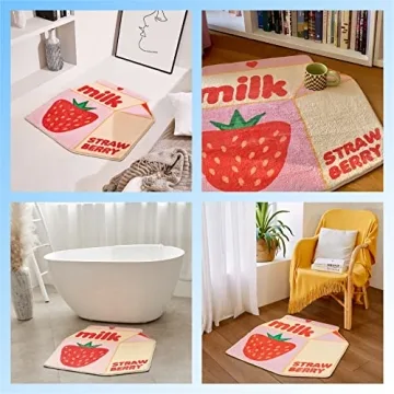 Snack Break Cute Strawberry Milk Rug Soft Durable Design