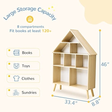 Curipeer Kids Dollhouse Bookshelf - Stylish Storage Solution