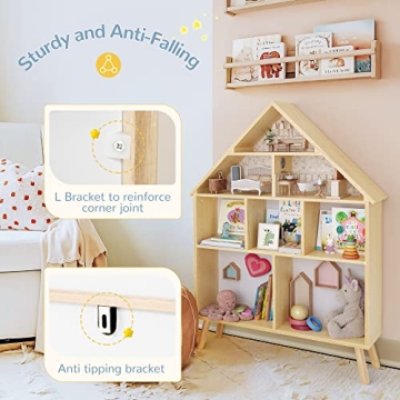 Curipeer Kids Dollhouse Bookshelf - Stylish Storage Solution