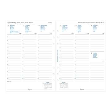 Filofax The Original Organizer, A5 Size, Duck Egg - Leather, Six Rings, Week-to-View Calendar Diary, Multilingual, 2023 (C026039-23)