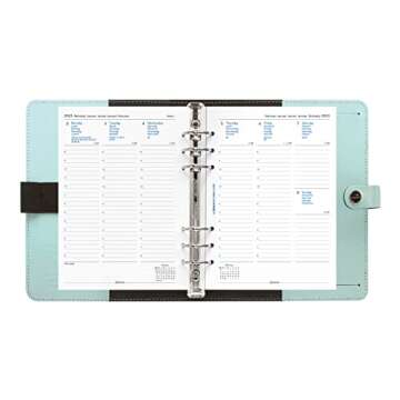 Filofax The Original Organizer, A5 Size, Duck Egg - Leather, Six Rings, Week-to-View Calendar Diary, Multilingual, 2023 (C026039-23)