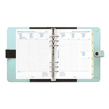 Filofax The Original Organizer, A5 Size, Duck Egg - Leather, Six Rings, Week-to-View Calendar Diary, Multilingual, 2023 (C026039-23)