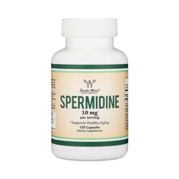 Spermidine Supplement (10mg of 99% Spermidine 3HCL - Third Party Tested) 120 Capsules - Over 100x More Potent Than Wheat Germ Extract for Cell Membrane, Telomere Health and Aging by Double Wood