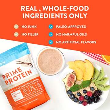 Equip Foods Chocolate Prime Protein Powder - Vanilla & Chocolate - Grass-Fed Isolate Beef Protein Powder - Paleo and Gluten Free Protein Powder - Helps Build and Repair Tissue, Gluten Free