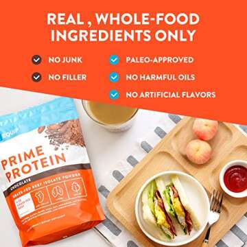Equip Foods Chocolate Prime Protein Powder - Vanilla & Chocolate - Grass-Fed Isolate Beef Protein Powder - Paleo and Gluten Free Protein Powder - Helps Build and Repair Tissue, Gluten Free