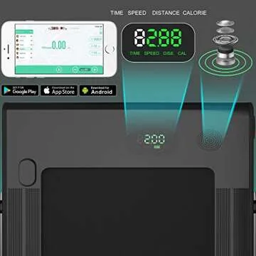 GYMAX Walking Pad, 2.25HP Foldable Treadmill with Smart App & Remote Control, Bluetooth LED Monitor, Small Spaces Compact Running Machine, Folding Portable Under Desk Treadmill for Home Office (Black)