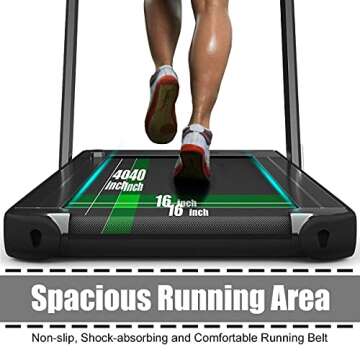 GYMAX Walking Pad, 2.25HP Foldable Treadmill with Smart App & Remote Control, Bluetooth LED Monitor, Small Spaces Compact Running Machine, Folding Portable Under Desk Treadmill for Home Office (Black)