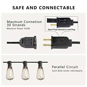 DAMAING 50 FT Waterproof Outdoor String Lights with 27 Bulbs