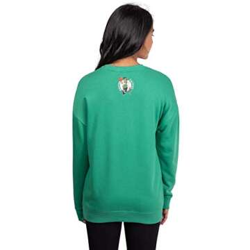 Ultra Game NBA Official Women's Extra Soft Fleece Distressed Oversized Pullover Sweatshirt, Boston C...