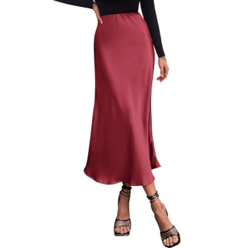 Stylish BTFBM Satin A-Line Midi Skirt for All Occasions
