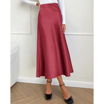 Stylish BTFBM Satin A-Line Midi Skirt for All Occasions